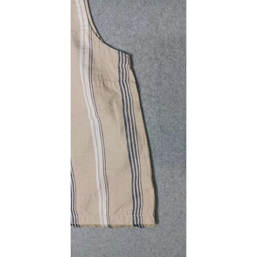 Liz Claiborne Linen Blend Sleeveless Tank Top Medium Beige Striped Fringe Beach - Picture 5 of 12